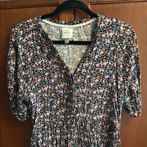 Knox Rose Black Floral Midi Dress with Pink and Orange Roses